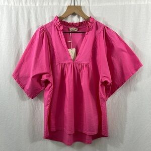 Sofia Collections Noelia Pink Made In Italy Peasant Top Womens Size 2-8 Barbie